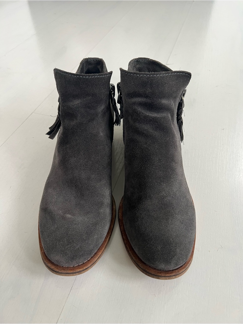 Dolce Vita Charcoal Suede Tassel Ankle Booties